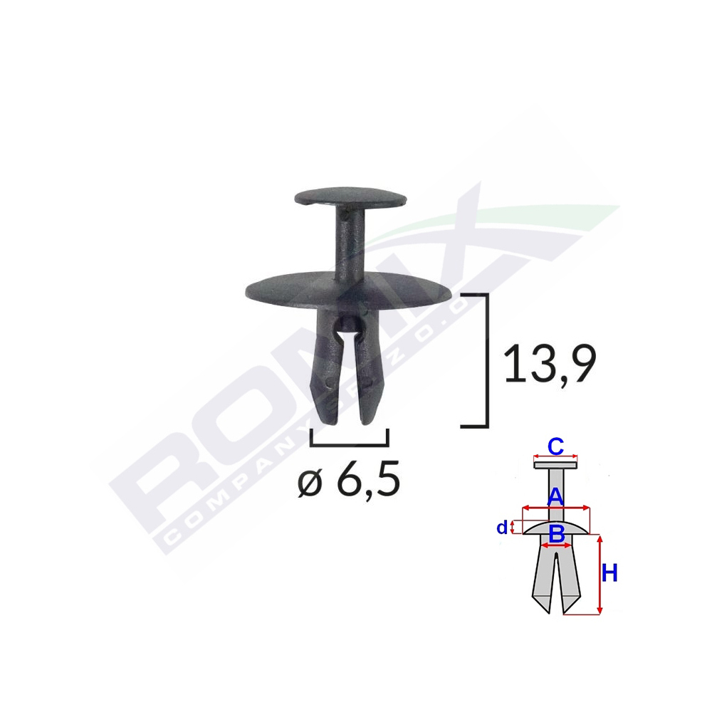 CLIPS FIXARE PENTRU CITROEN/PEUGEOT 6.5X13.9MM - NEGRU SET 10 BUC [2]