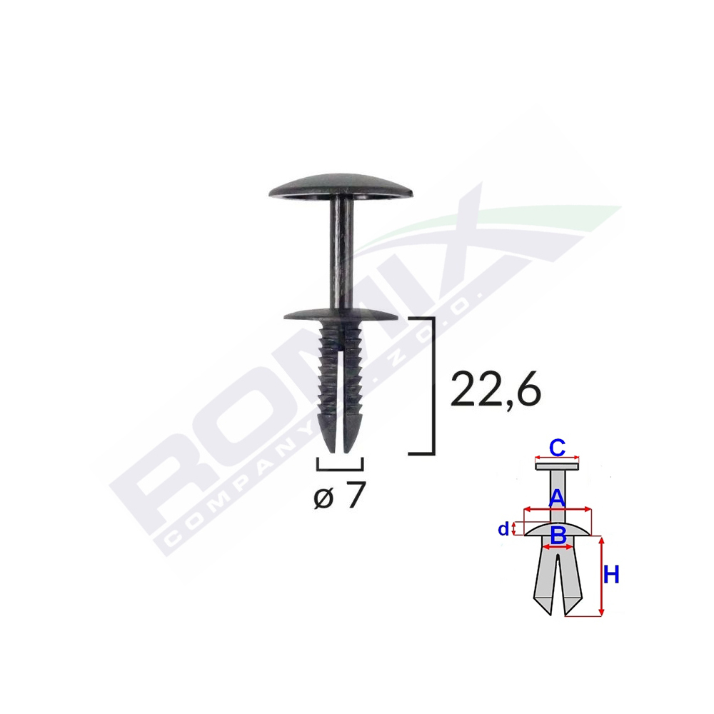 CLIPS FIXARE PENTRU FORD 7X22.6 - NEGRU SET 10 BUC [2]