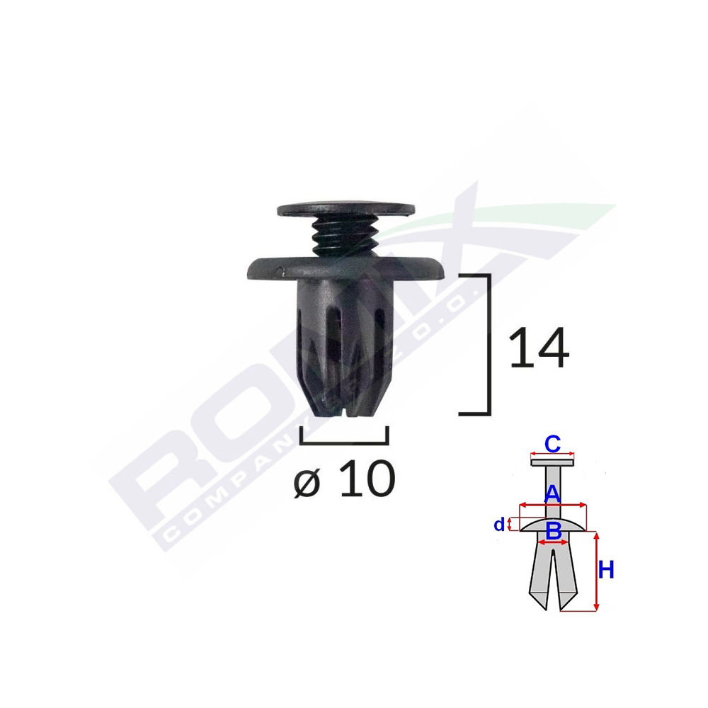 CLIPS FIXARE PENTRU HONDA MINI - NEGRU SET 10 BUC [2]