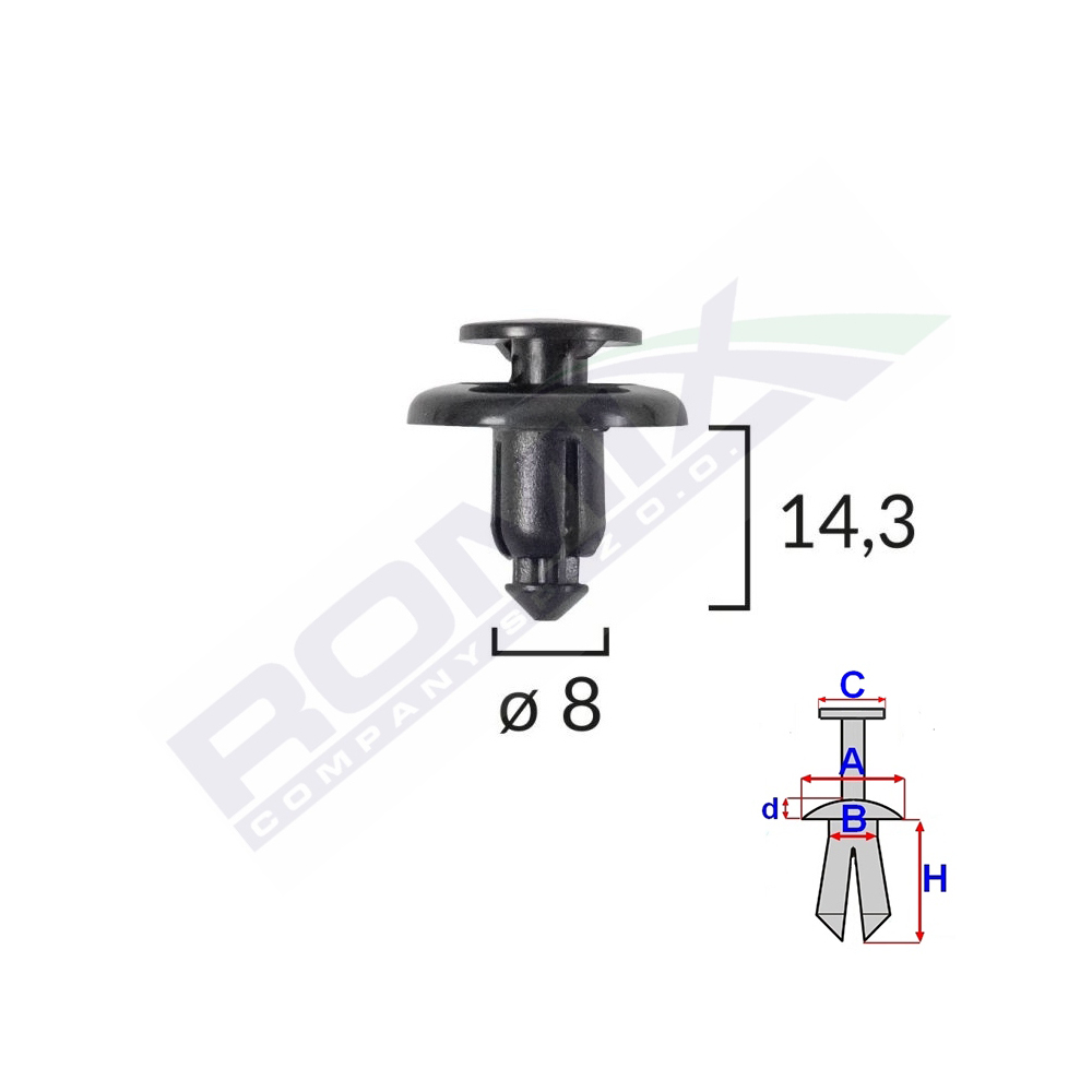 CLIPS FIXARE PENTRU MAZDA/SUBARU 8X14.3MM - NEGRU SET 10 BUC [1]