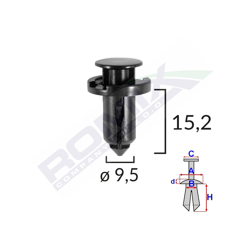 CLIPS FIXARE PENTRU NISSAN/HONDA/SUBARU 9.5X15.2MM - NEGRU SET 10 BUC [1]