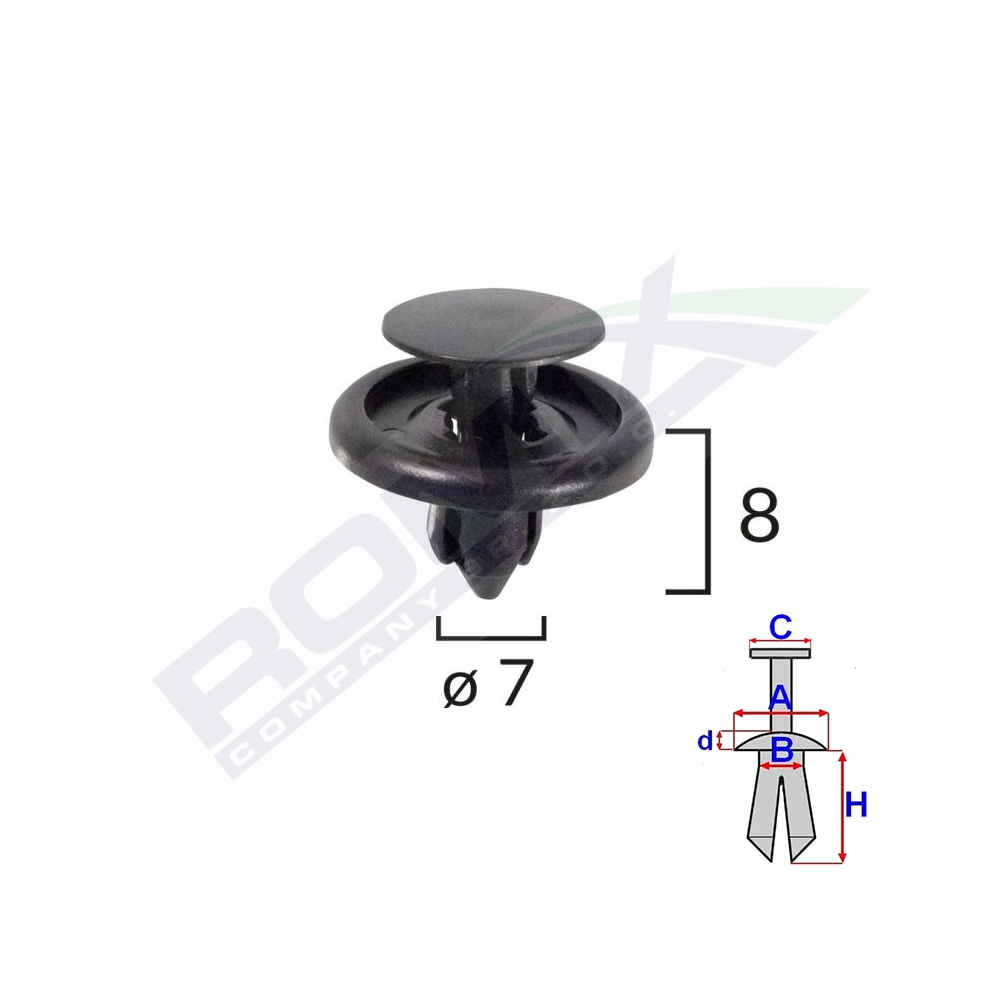CLIPS FIXARE PENTRU TOYOTA/CITROEN/LEXUS 7X8MM - NEGRU SET 10 BUC [2]