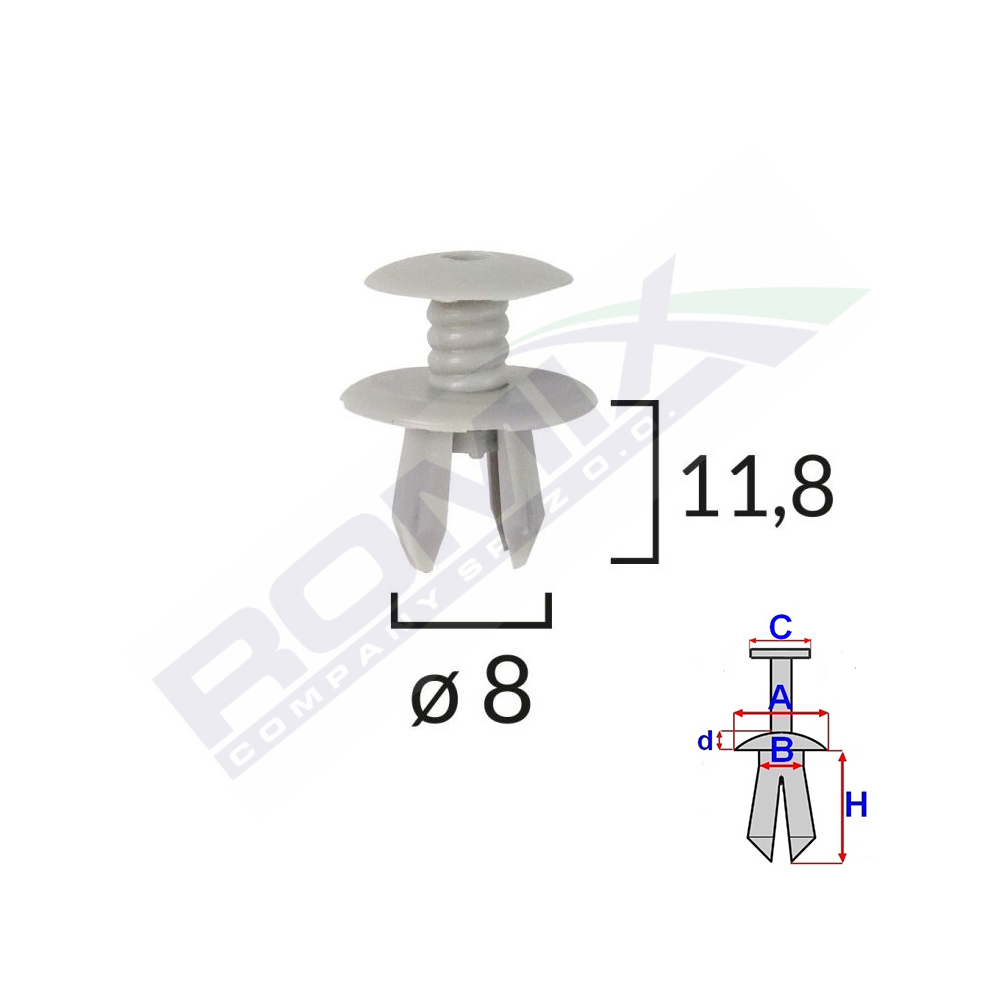 CLIPS FIXARE PENTRU VW 8X11.8MM - GRI SET 10 BUC [2]