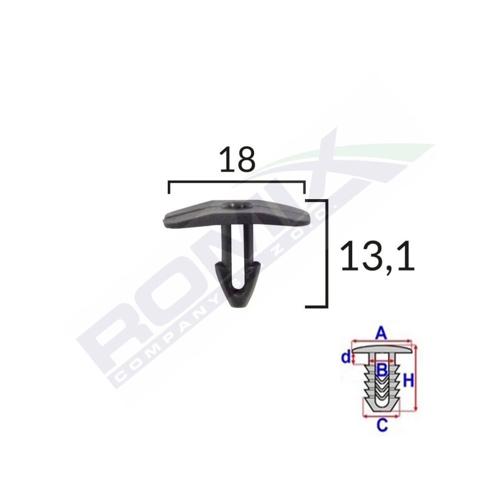 CLIPS GARNITURA PENTRU CITROEN FIAT PEUGEOT 18X13.1MM - NEGRU SET 10 BUC [2]