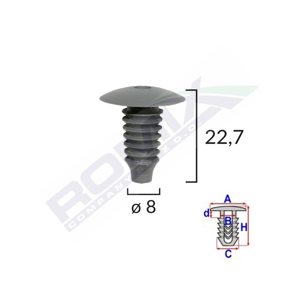 CLIPS TAPITERIE PENTRU AUDI/FORD/OPEL/MERCEDES VW 8X22.7 - NEGRU SET 10 BUC [2]