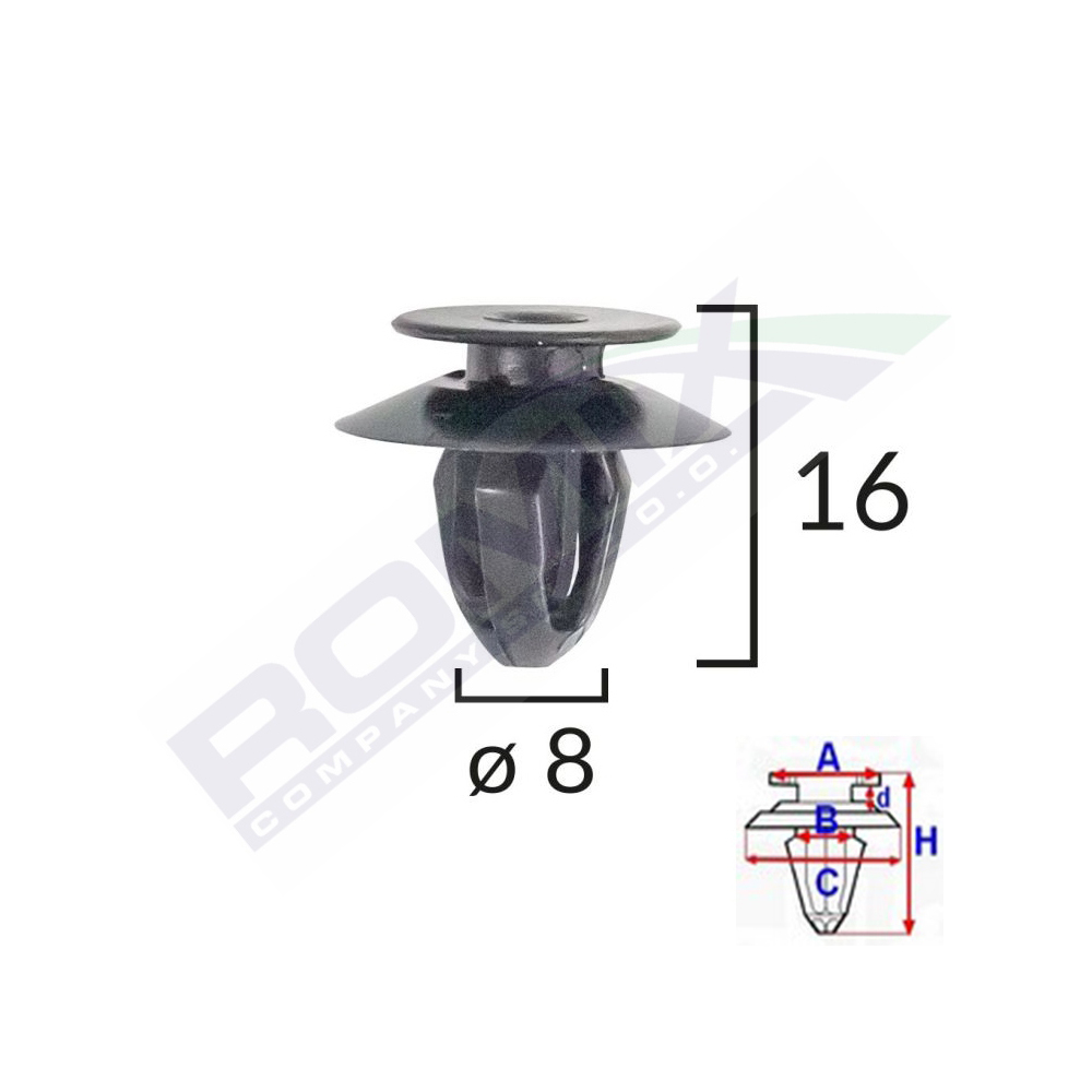 CLIPS TAPITERIE PENTRU BMW MINI 8X16MM - NEGRU SET 10 BUC [1]