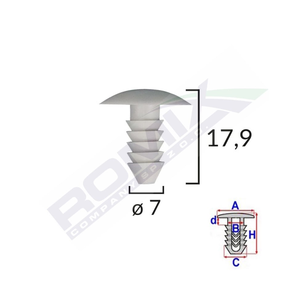 CLIPS TAPITERIE PENTRU FIAT 7X17.9MM - GRI SET 10 BUC [1]