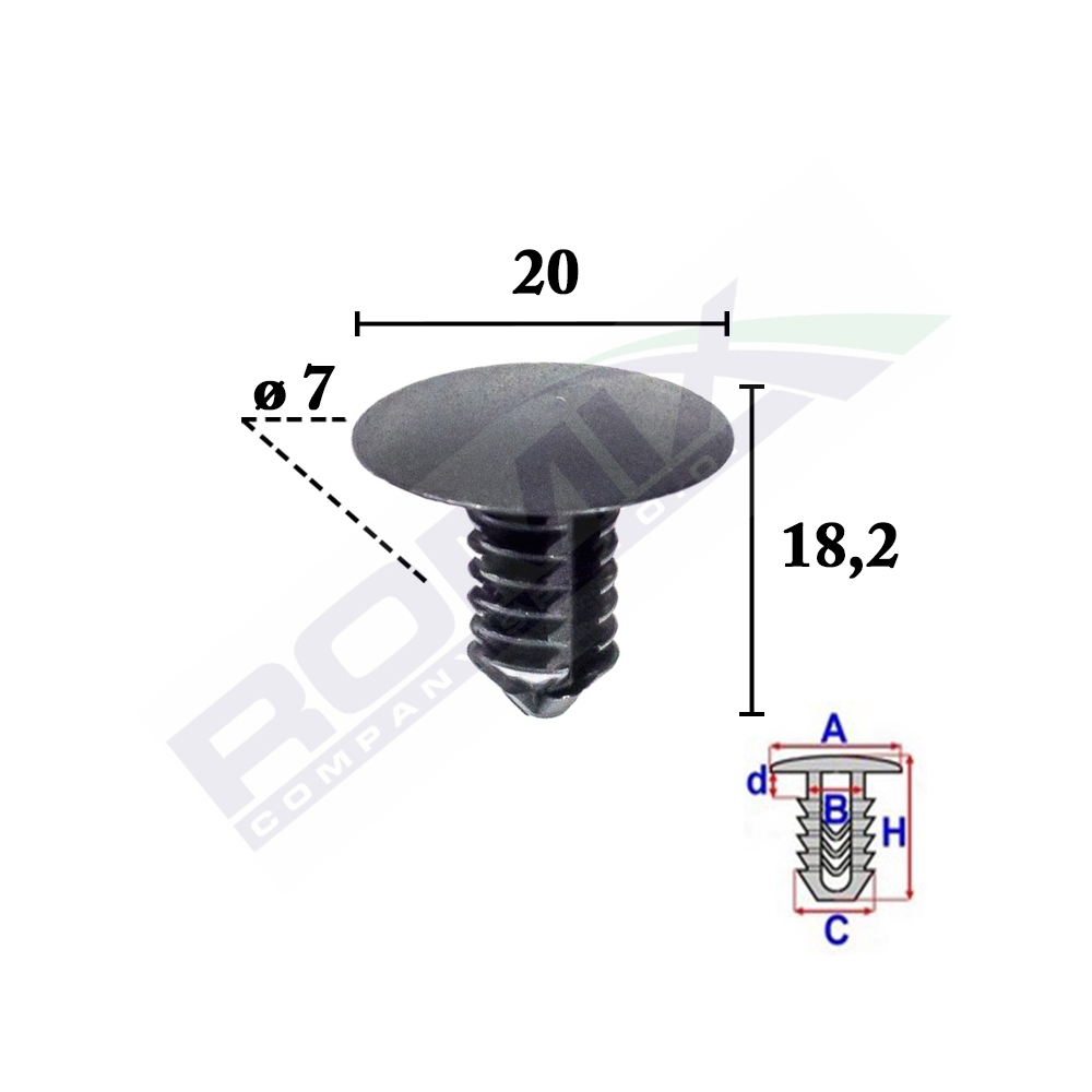 CLIPS TAPITERIE PENTRU GRUP VAG 7X18.2MM NEGRU - SET 10 BUC [2]