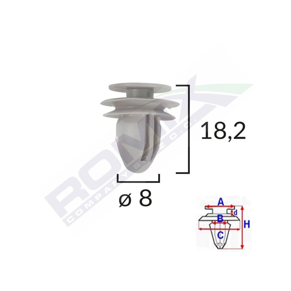 CLIPS TAPITERIE PENTRU HONDA/HYUNDAI/KIA/MAZDA 8X182MM - GRI SET 10 BUC [2]