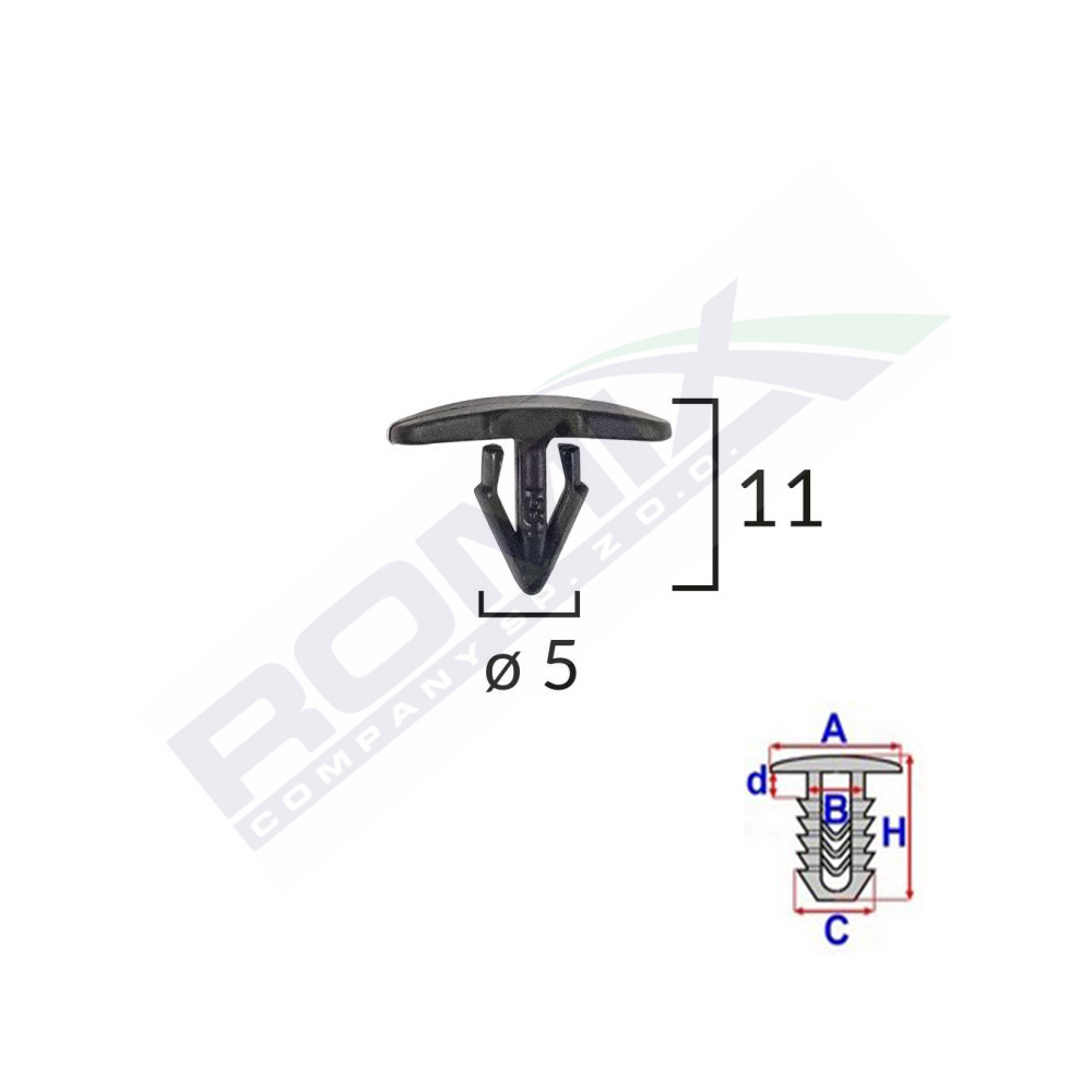 CLIPS TIP GARNITURA PENTRU CITROEN/PEUGEOT/RENAULT 5X11MM - NEGRU SET 25 BUC [1]