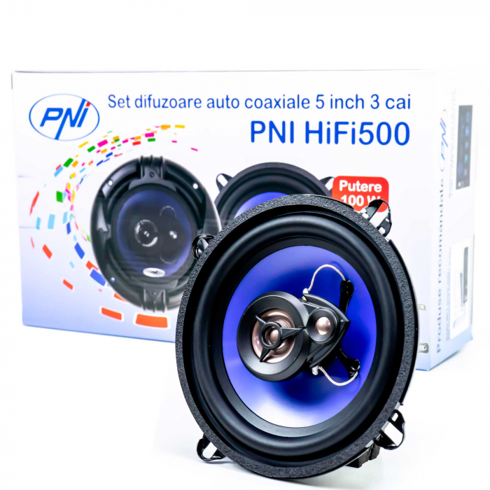 DIFUZOARE AUTO COAXIALE PNI HIFI500, 100W, 12.7 CM, 3 CAI, SET 2 BUC [10]
