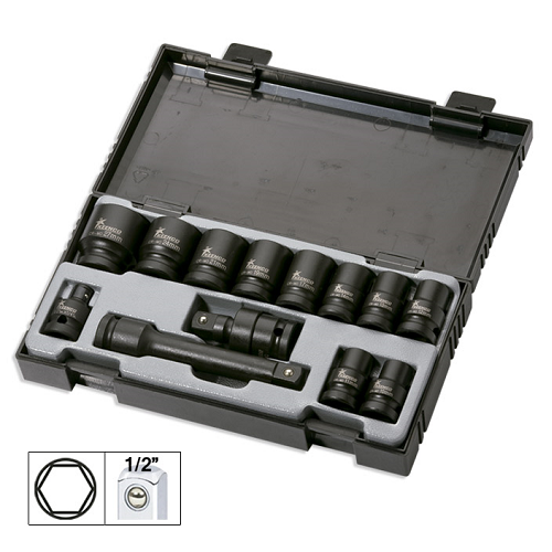 SET 13 PIESE. TUBULARE DE IMPACT DE 1/2` HEX. + ADAPTOR JBM [1]