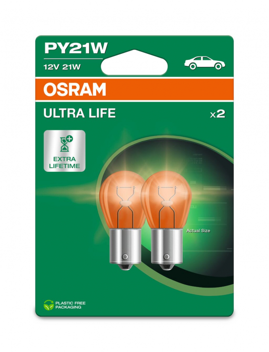 SET 2 BECURI 12V PY21W ULTRA LIFE BLISTER OSRAM [1]