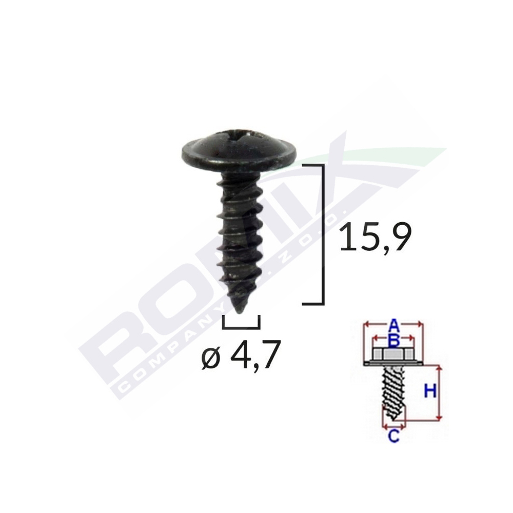 SURUB FIXARE ALFA ROMEO. FIAT. BMW 4.7X15.9MM - NEGRU SET 10BUC [2]