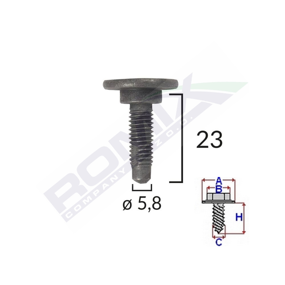 SURUB FIXARE ALFA ROMEO/FIAT/CITROEN 5.8X23MM - NEGRU SET 5 BUC [2]