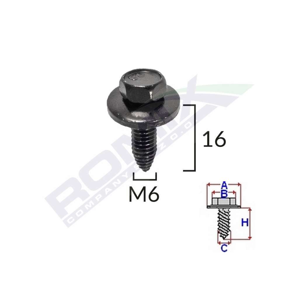 SURUB FIXARE BARA PROTECTIE PENTRU PEUGEOT, CITROEN 6X16MM SET 5 BUC [1]