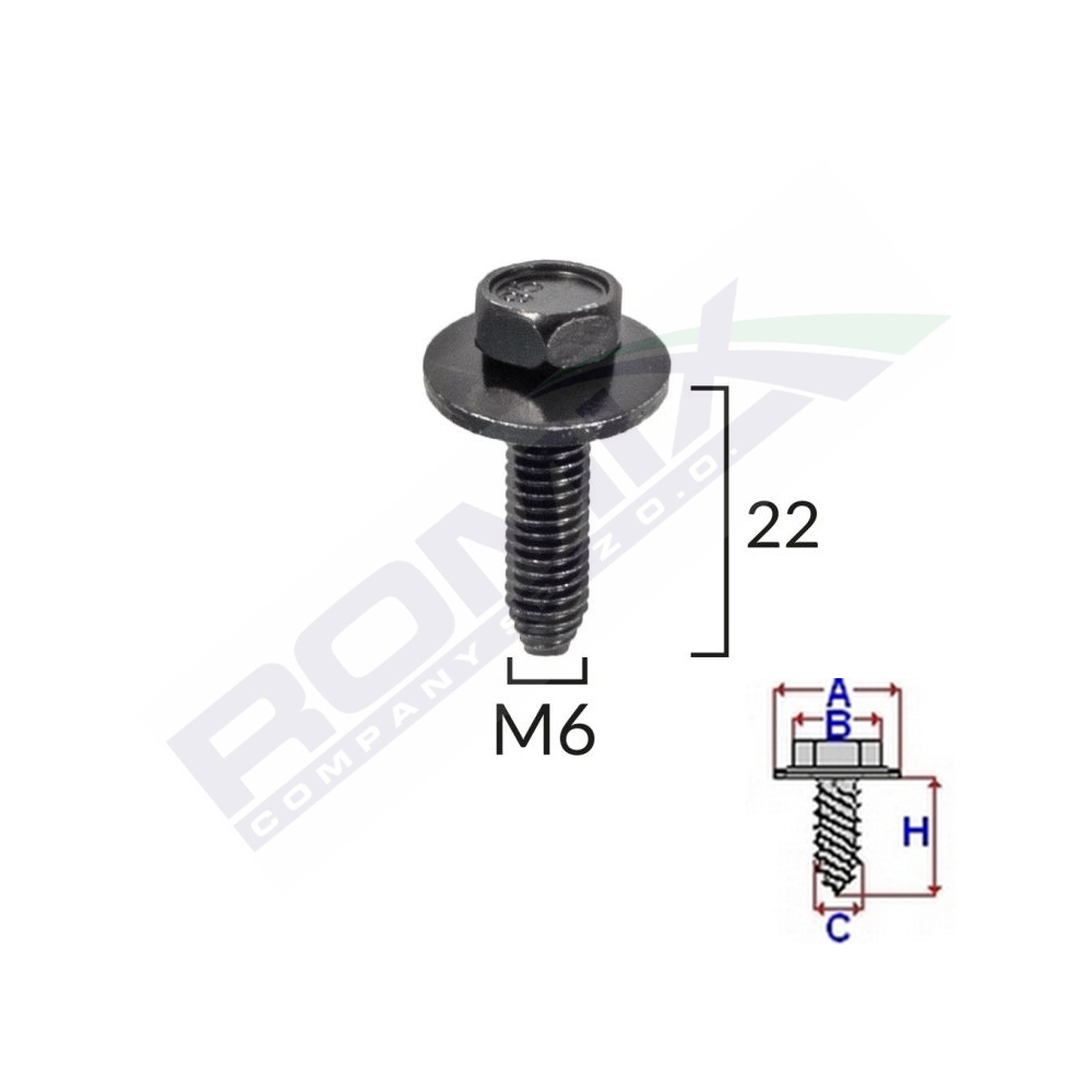 SURUB FIXARE ELEMENTE EXTERIOR PENTRU PEUGEOT, CITROEN 6X22MM SET 5 BUC [2]