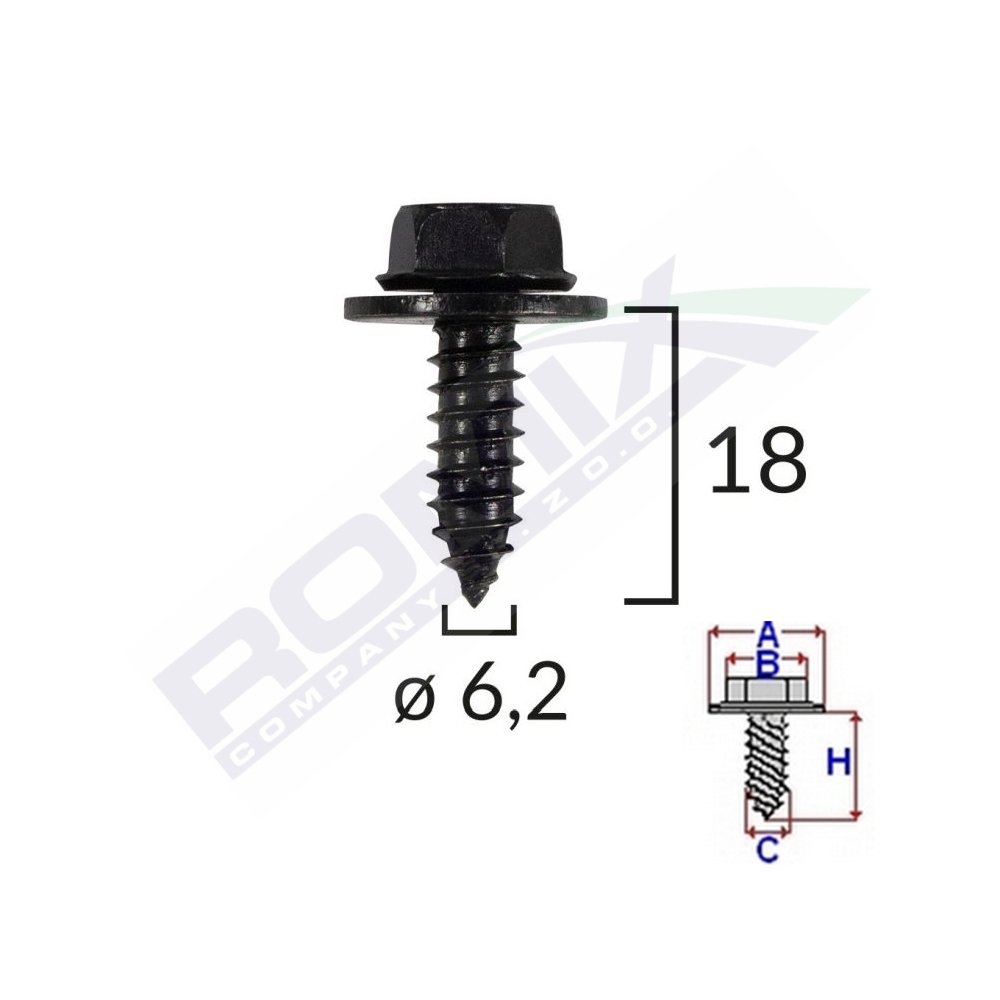 SURUB FIXARE ELEMENTE EXTERIOR PENTRU TOYOTA 6.2X18MM SET 10 BUC [2]