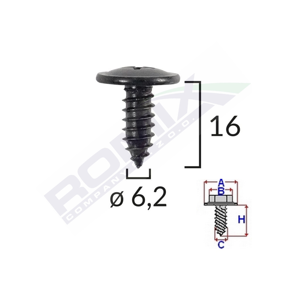 SURUB FIXARE ELEMENTE EXTERIOR PENTRU TOYOTA, KIA, HYUNDAI 6.2X16MM SET 10 BUC [2]