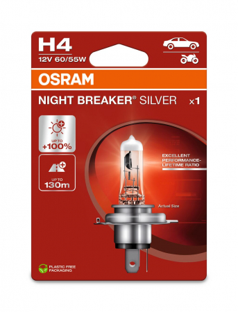 BECURI AUTO - BEC 12V H4 60/55 W NIGHT BREAKER SILVER +100% BLISTER 1 BUC OSRAM