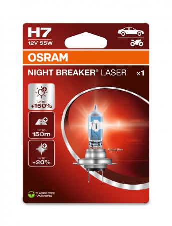 BECURI AUTO - BEC 12V H7 55 W NIGHT BREAKER LASER NextGen +150% BLISTER 1 BUC OSRAM