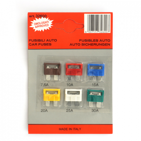 ECHIPAMENTE SERVICE - BLISTER CU 6 SIGURANTE FUZIBILE 7.5/ 10/ 15/ 20/ 25/ 30 A COD CULOARE