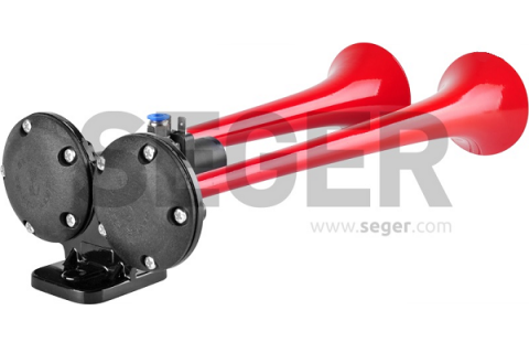 CLAXON ROSU CAMION CU DOUA GOARNE 24V 1A [3]