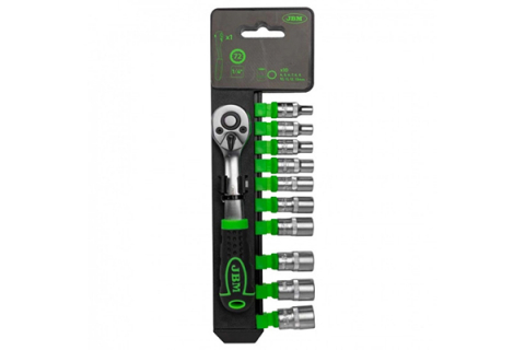 ACCESORII AUTO - CLICHET CU 72 DINTI 1/4` CU SET TUBULARE HEXAGONALE JBM