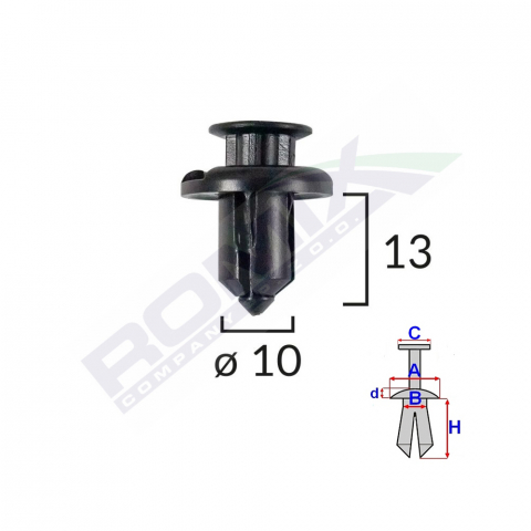ECHIPAMENTE SERVICE - CLIPS FIXARE BARA FATA PENTRU HONDA/MITSUBISHI 10X13MM - NEGRU SET 5 BUC