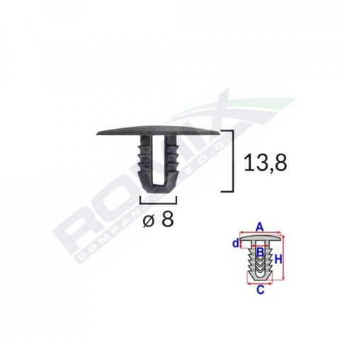 CLIPS FIXARE CAPAC MOTOR PENTRU FORD 8X13.8MM - NEGRU SET 10 BUC [1]