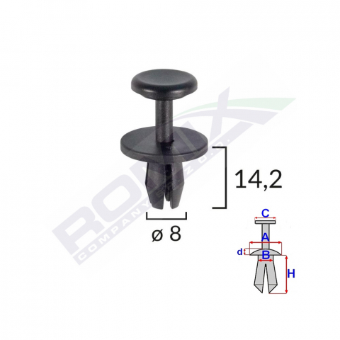 ECHIPAMENTE SERVICE - CLIPS FIXARE ELEMENTE EXTERIOARE PENTRU CITROEN/PEUGEOT 8X14.2MM - NEGRU SET 10 BUC
