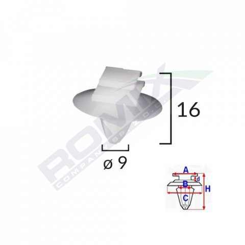 CONSUMABILE SERVICE - CLIPS FIXARE ELEMENTE EXTERIOARE PENTRU FIAT/LANCIA/ALFA ROMEO/PEUGEOT - ALB SET 10 BUC