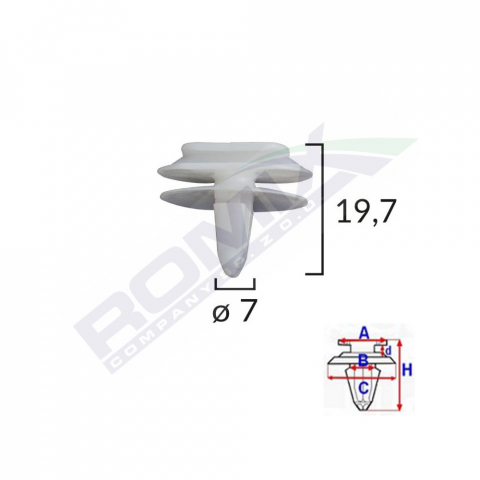 CONSUMABILE SERVICE - CLIPS FIXARE ELEMENTE EXTERIOARE PENTRU RENAULT 7X19.7MM - ALB SET 10 BUC