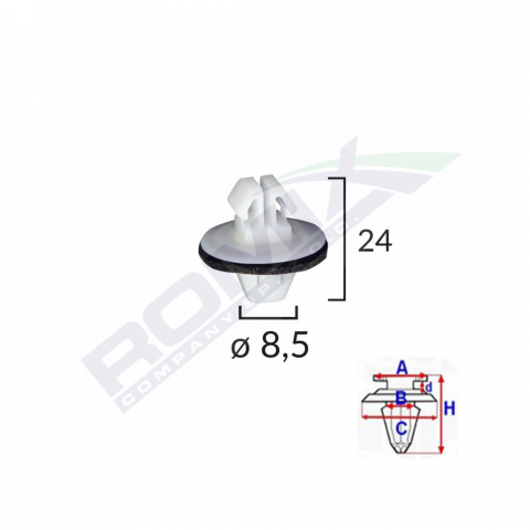 CONSUMABILE SERVICE - CLIPS FIXARE ELEMENTE EXTERIOARE PENTRU SUZUKI/TOYOTA 8.5X24MM - ALB SET 10 BUC