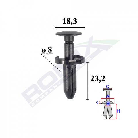 CLIPS FIXARE ELEMENTE EXTERIOR PENTRU FIAT, JEEP, CHRYSLER, DODGE 8X23.2MM NEGRU - SET 10 BUC [1]