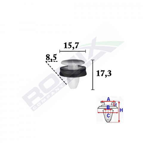 CLIPS FIXARE ELEMENTE EXTERIOR PENTRU FORD TRANSIT 2014 -8.5X17.3MM ALB - SET 10 BUC [1]