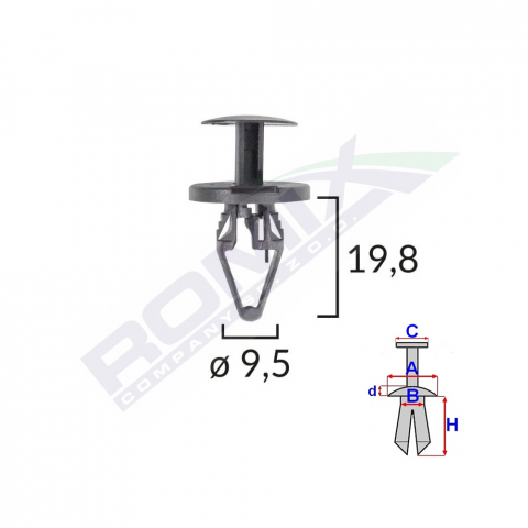 CONSUMABILE SERVICE - CLIPS FIXARE ELEMENTE ROATA PENTRU OPEL 9.5X19.8MM NEGRU SET 5 BUC