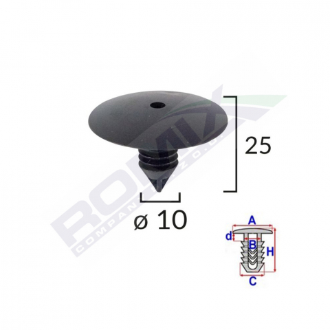 CLIPS FIXARE ELEMENTE ROATA PENTRU RENAULT 10X25MM - NEGRU SET 10 BUC [1]