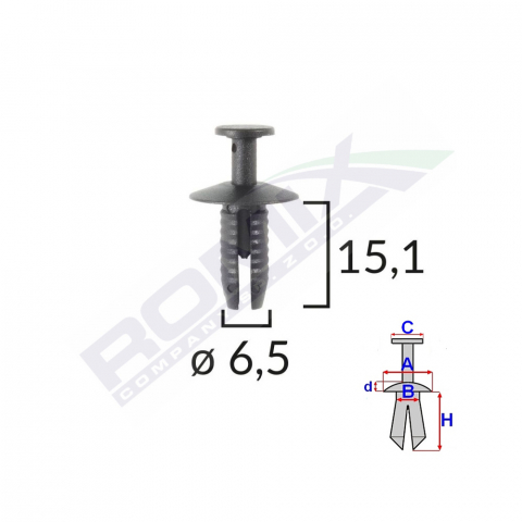 ECHIPAMENTE SERVICE - CLIPS FIXARE PENTRU AUDI/BMW 6.5X15.1MM - NEGRU SET 10 BUC