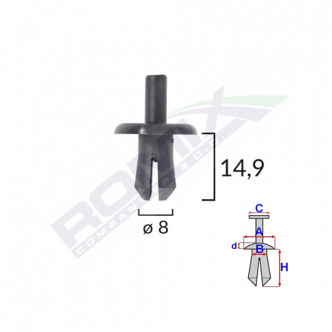 CONSUMABILE SERVICE - CLIPS FIXARE PENTRU AUDI, MERCEDES, OPEL 8X14.9MM NEGRU - SET 10 BUC