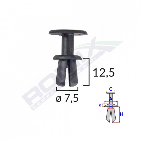 ECHIPAMENTE SERVICE - CLIPS FIXARE PENTRU BMW/SKODA 7.5X12.5MM - NEGRU SET 10 BUC