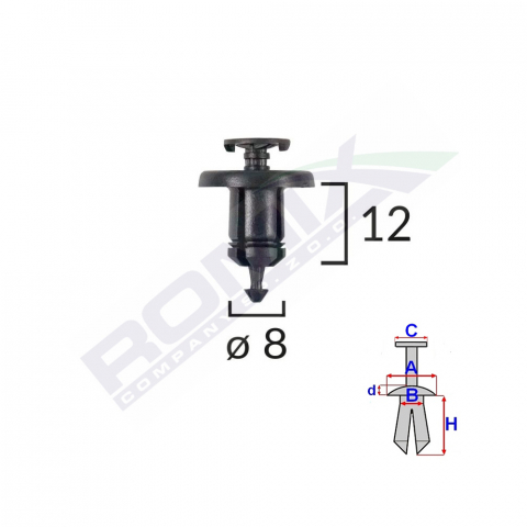 CONSUMABILE SERVICE - CLIPS FIXARE PENTRU DACIA RENAULT 8X12MM - NEGRU SET 10 BUC