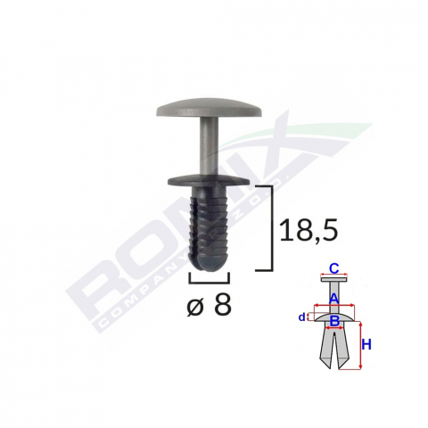 CONSUMABILE SERVICE - CLIPS FIXARE PENTRU FORD - 8X18.5MM - NEGRU SET 10 BUC