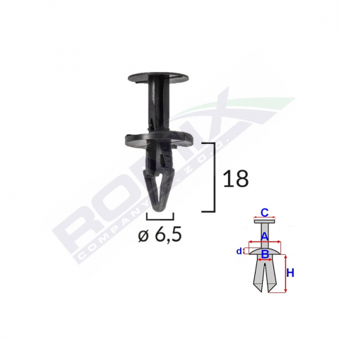 CLIPS FIXARE PENTRU FORD, OPEL 6.5X18MM NEGRU SET 10BUC [1]