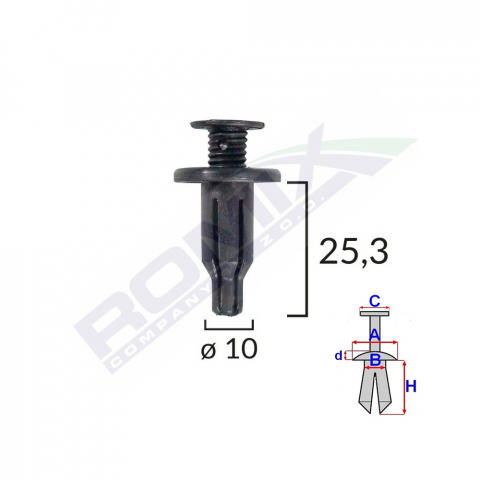 ECHIPAMENTE SERVICE - CLIPS FIXARE PENTRU HONDA/HYUNDAI/LEXUS/TOYOTA/KIA - FIXARE MASCA FATA - NEGRU SET 10 BUC