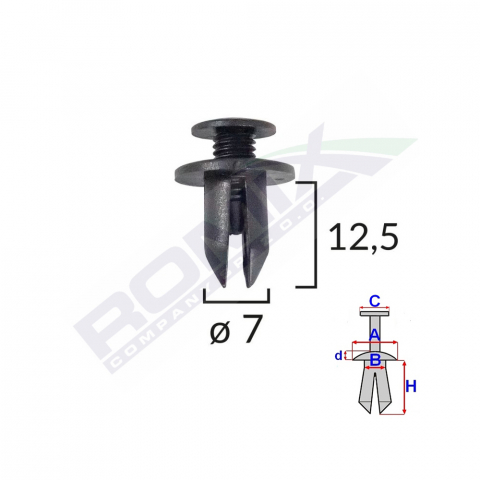ECHIPAMENTE SERVICE - CLIPS FIXARE PENTRU HONDA SUBARU TOYOTA 7X12.5MM - NEGRU SET 10 BUC