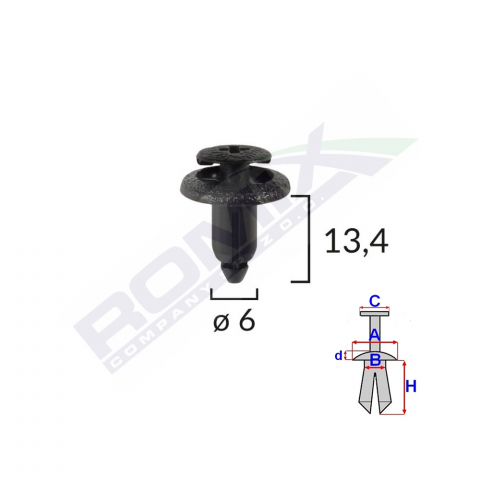 CLIPS FIXARE PENTRU LEXUS/SUZUKI/TOYOTA/HONDA/YAMAHA 6X13.4MM - NEGRU SET 10 BUC [1]