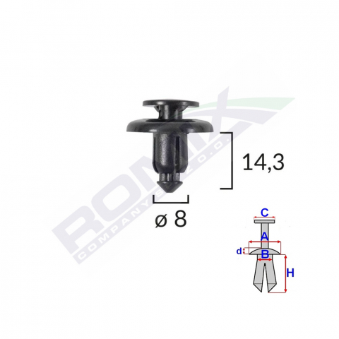 CONSUMABILE SERVICE - CLIPS FIXARE PENTRU MAZDA/SUBARU 8X14.3MM - NEGRU SET 10 BUC