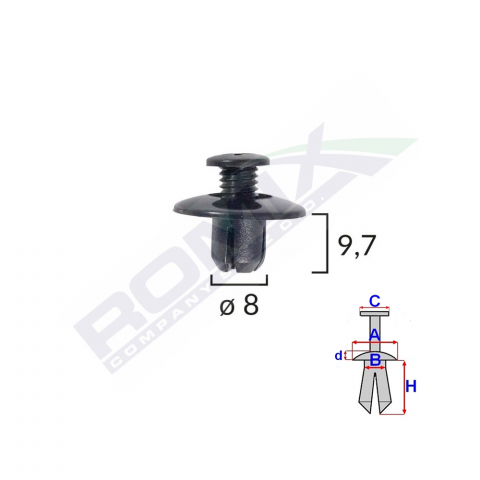 ECHIPAMENTE SERVICE - CLIPS FIXARE PENTRU MAZDA/TOYOTA 8X9.7MM - NEGRU SET 10 BUC