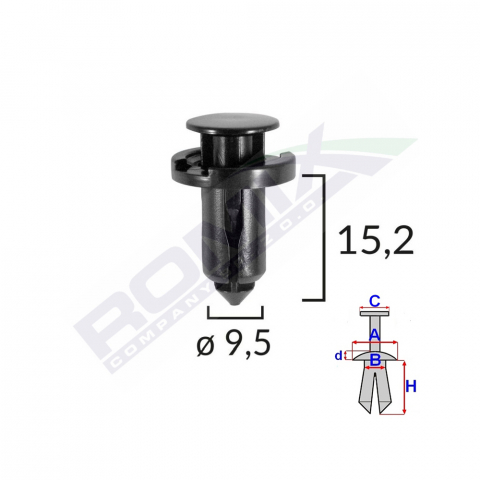 CLIPS FIXARE PENTRU NISSAN/HONDA/SUBARU 9.5X15.2MM - NEGRU SET 10 BUC [1]